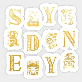 Sydney Alphabets - Vintage Gold Sticker